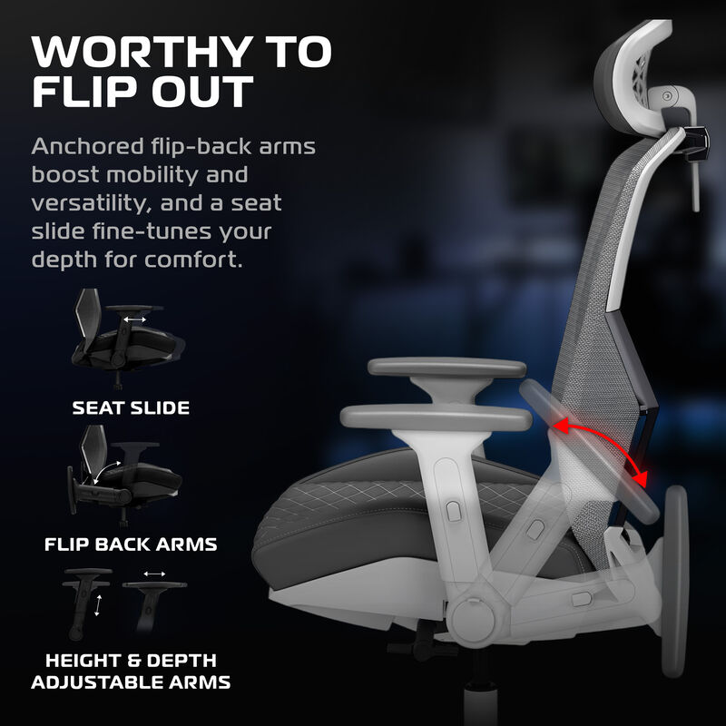 RESPAWN SPIRE Ergonomic Office Chair with Lumbar Support, Headrest, Adjustable Arms and Cooling Gel Seat Cushion, Comfy Breathable Mesh Seat for Home Office, High Back Reclining Gaming Chair