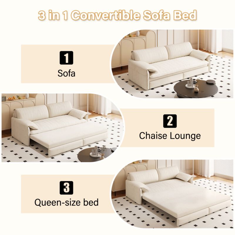 Lescet Velvet Pull‑Out Sleeper Sofa Bed image number 6