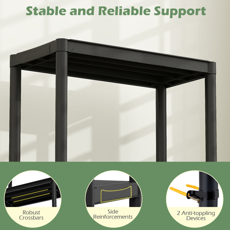Freestanding 4 Tier Plastic Shelving Unit for Garage Home and Utility Room-Black image number 4