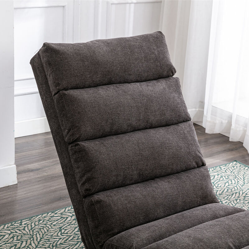 GOODSILO Modern Upholstered Chaise Lounge Chair with Vibration for Relaxation, Ergonomic Fixed Back Fabric Recliner Sofa for Living Room image number 9