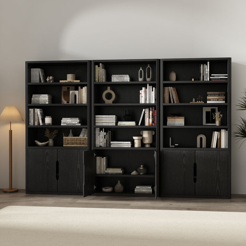 Rivington Black Bookcase Cabinet (Set of 3)