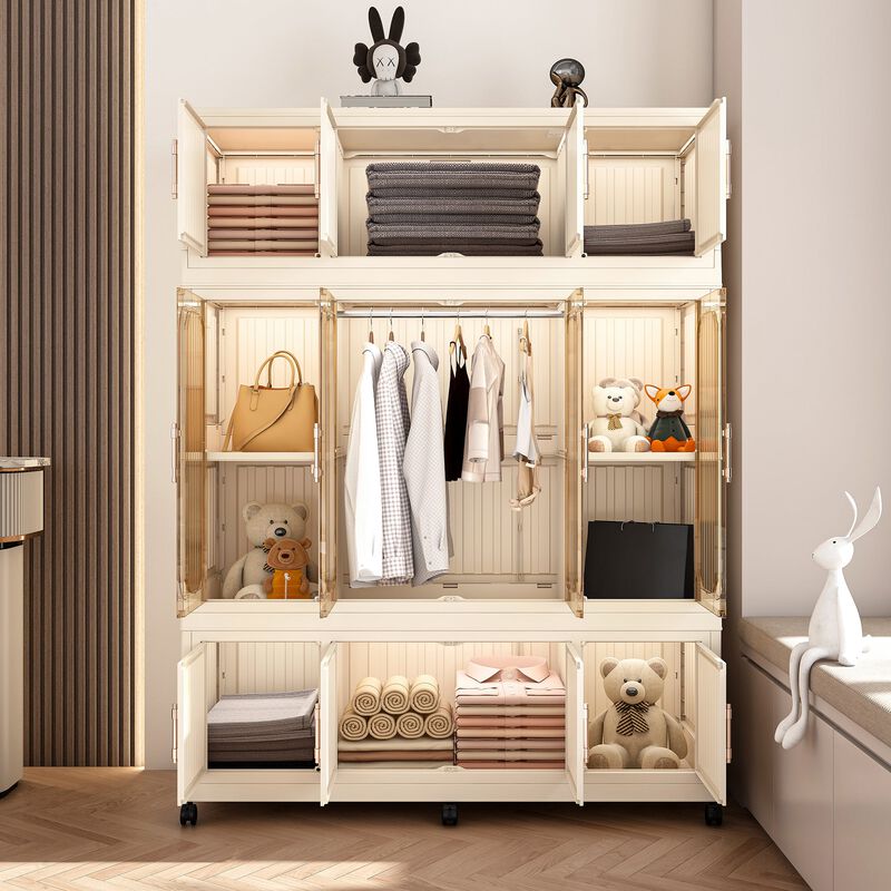 Clihome Portable Wardrobe Closet Organizer for Clothes,Clothes Dresser,Baby Wardrobe Storage Cabinet image number 2
