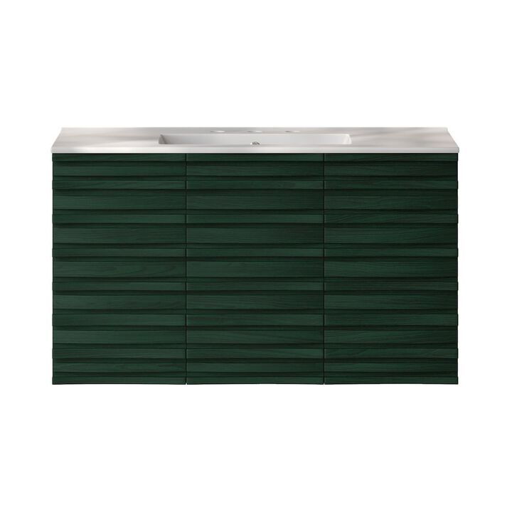 36" Wall-Mounted Bathroom Vanity with 3-Hole Widespread Sink Top