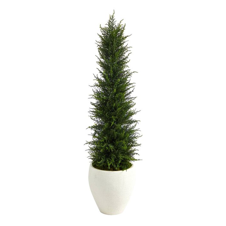 Nearly Natural 4-ft Cypress Tree in Planter UV Resistant (Indoor/Outdoor)