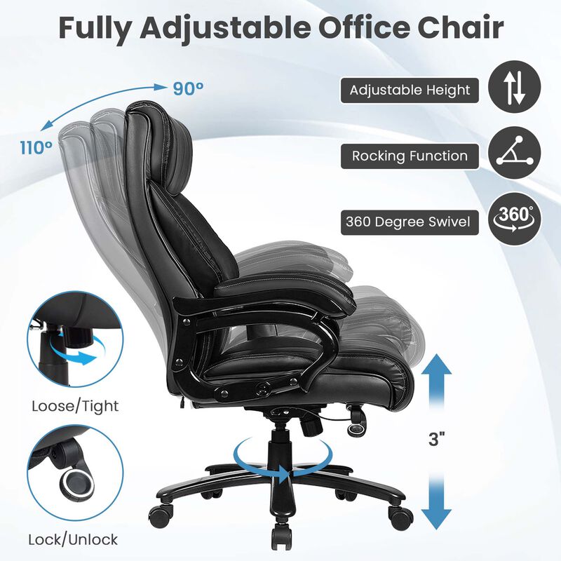 Costway Big and Tall Office Chair 500lbs with 6-Point Massage Wide Seat & Padded Armrests