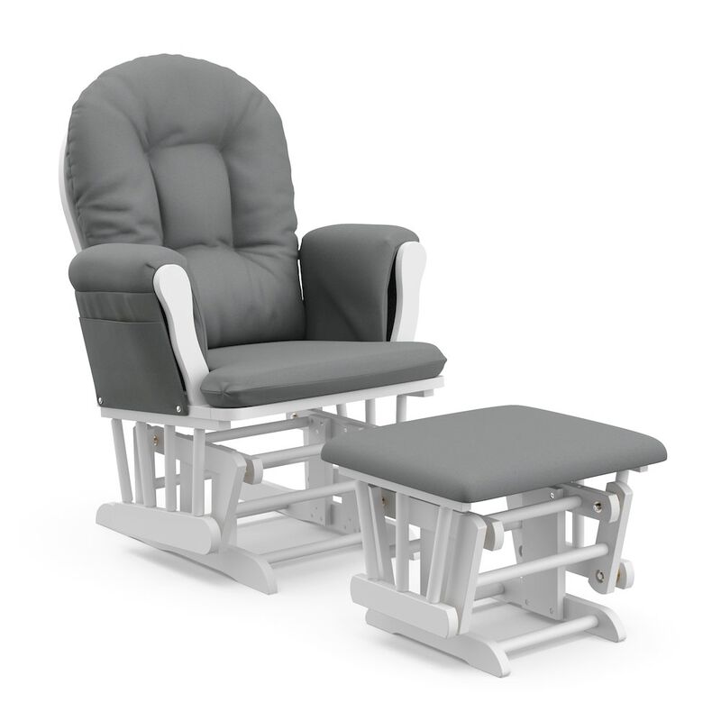 Storkcraft Hoop Glider and Ottoman - White with Gray