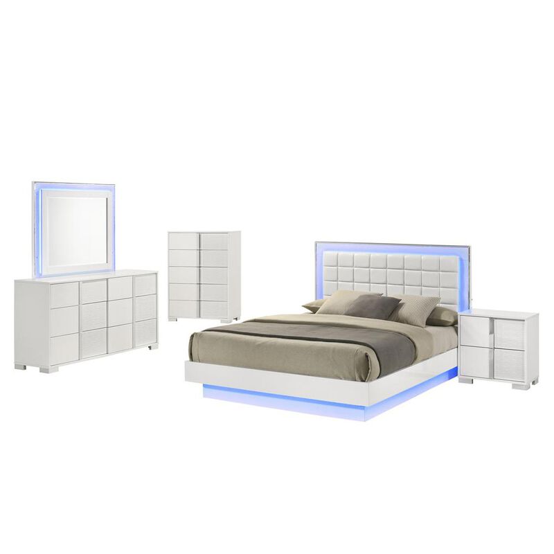 Best Quality Furniture 5 piece futurisic bedroom set, Eastern King size (platform) bed