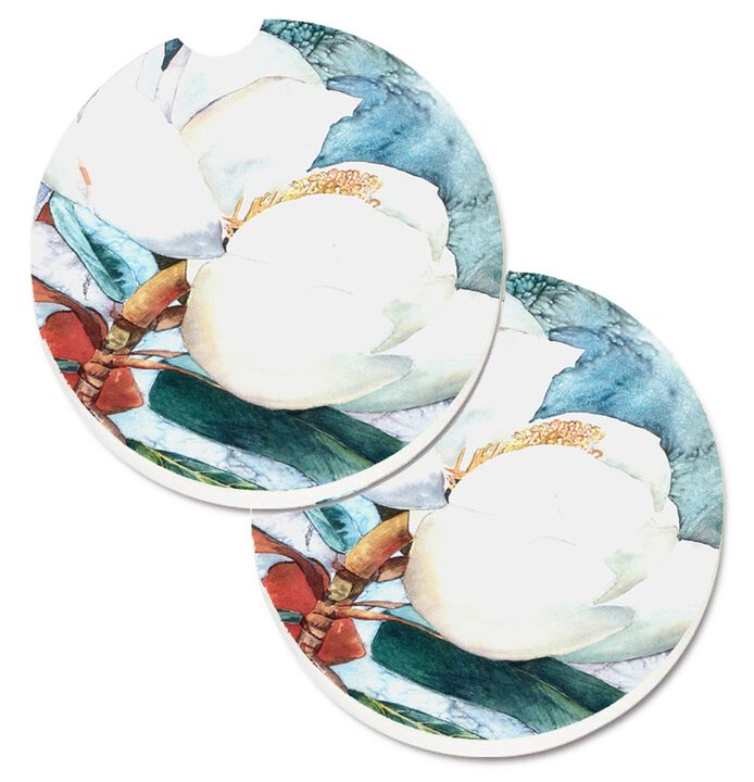 Caroline's Treasures Flower - Magnolia Set of 2 Cup Holder Car Coasters 8001CARC, 2.56, Multicolor