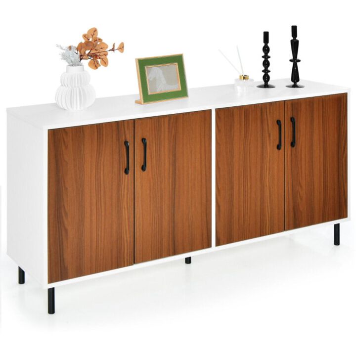 Hivvago 4-Door Kitchen Buffet Sideboard for Dining Room and Kitchen-White