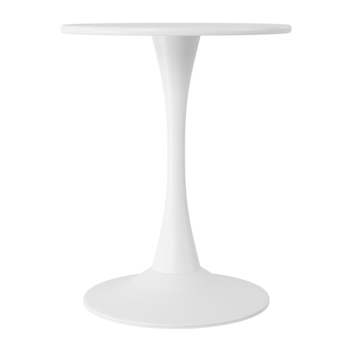 WestinTrends 3-Piece Outdoor Round Metal Patio Dining Table Set With Stackable Resin Patio Side Chairs