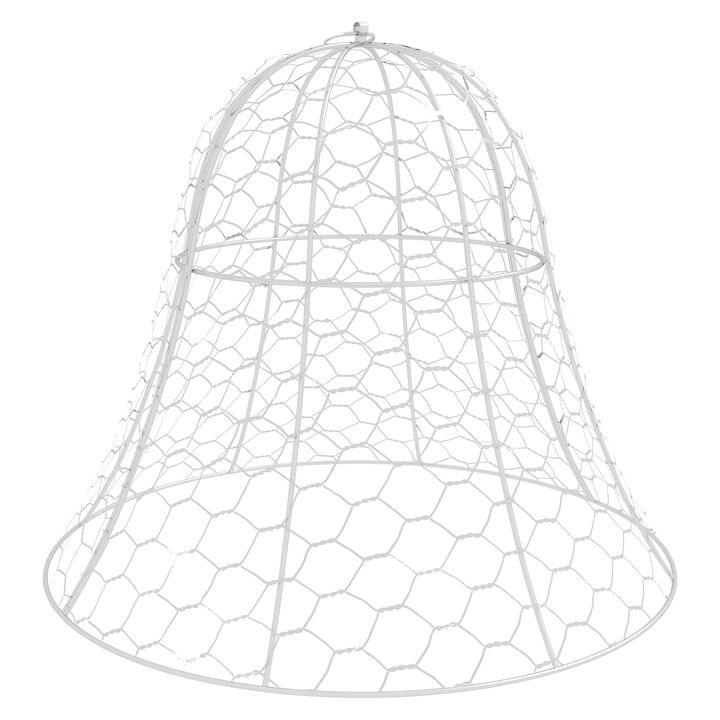 Outsunny Garden Chicken Wire Cloche, 16" x 13" Stackable Animal Plant Protectors, 6 Pack of Metal Crop Cages to Keep Animals Out, White