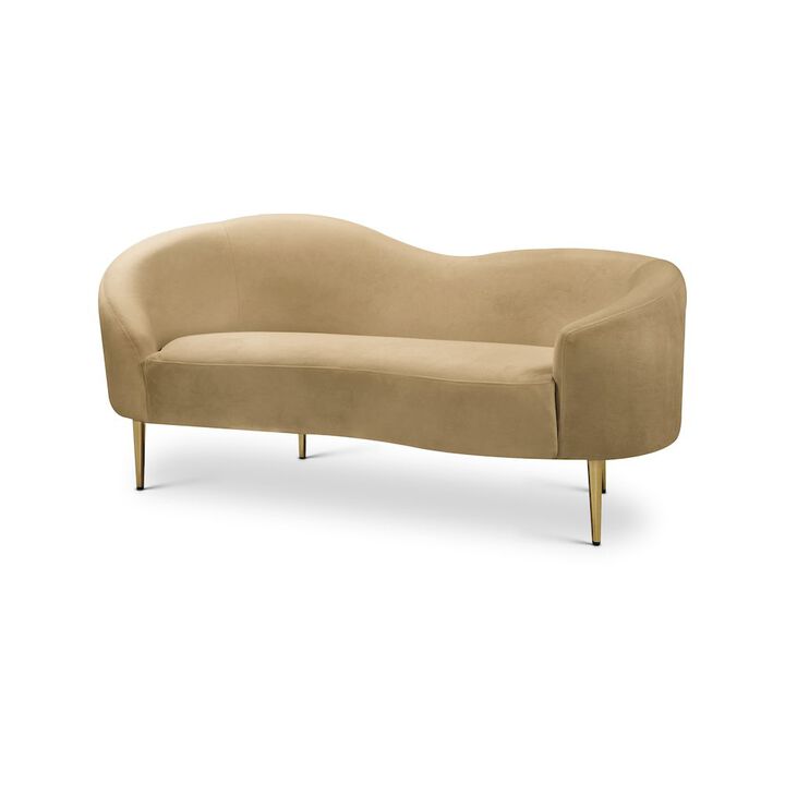 Meridian Furniture Ritz Camel Velvet Loveseat
