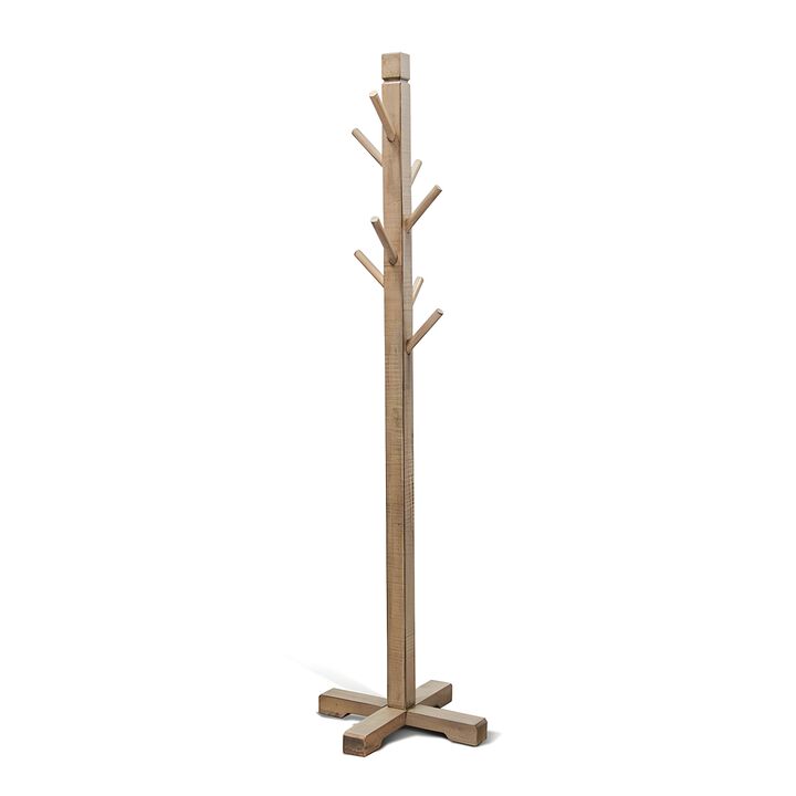 Rena Coat, Hat Tree Stand, 8 Wood Stems, Mahogany