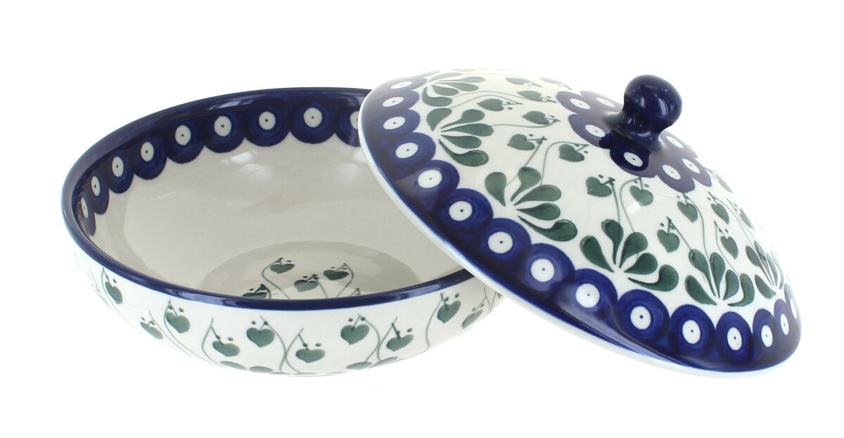 Blue Rose Polish Pottery Tulip Bouquet Covered Bowl