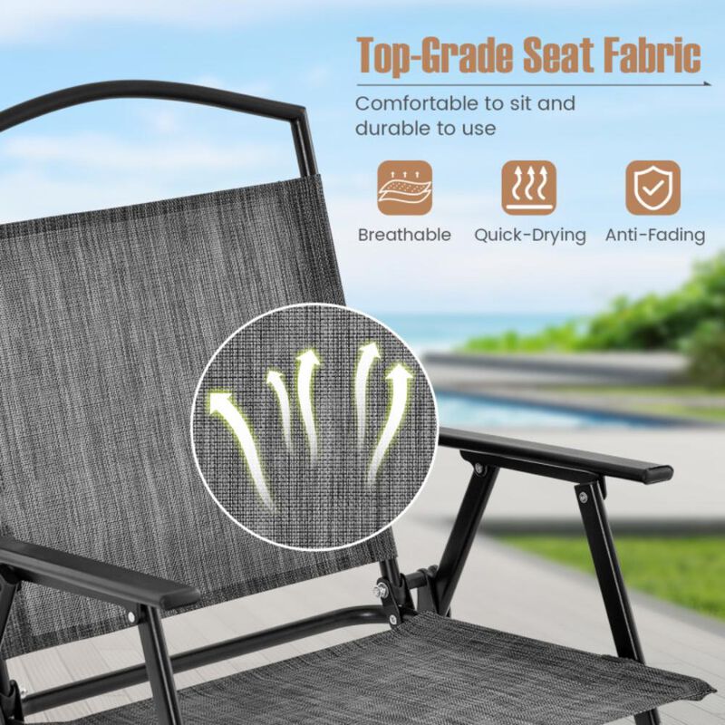 Hivvago Patio Folding Chairs Set of 4 with Cozy Seat Fabric and Heavy-Duty Metal Frame