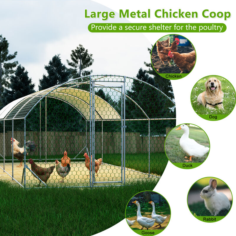 26'x9'x6'Large Metal Chicken Coop,Walk-in Poultry Cage image number 4