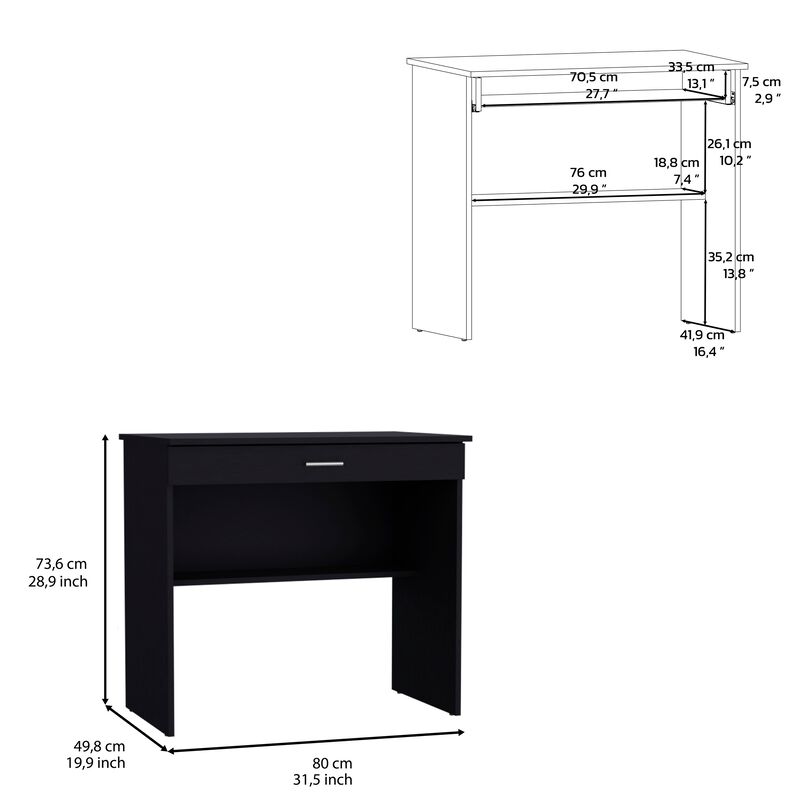DEPOT E-SHOP Montana Storage Desk, Spacious Stylish with Drawer and Shelf, White