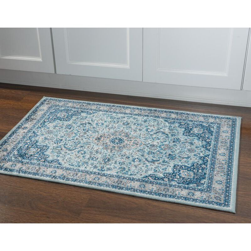 Linon Emerald Barton Blue & Ivory, Rug image number 4