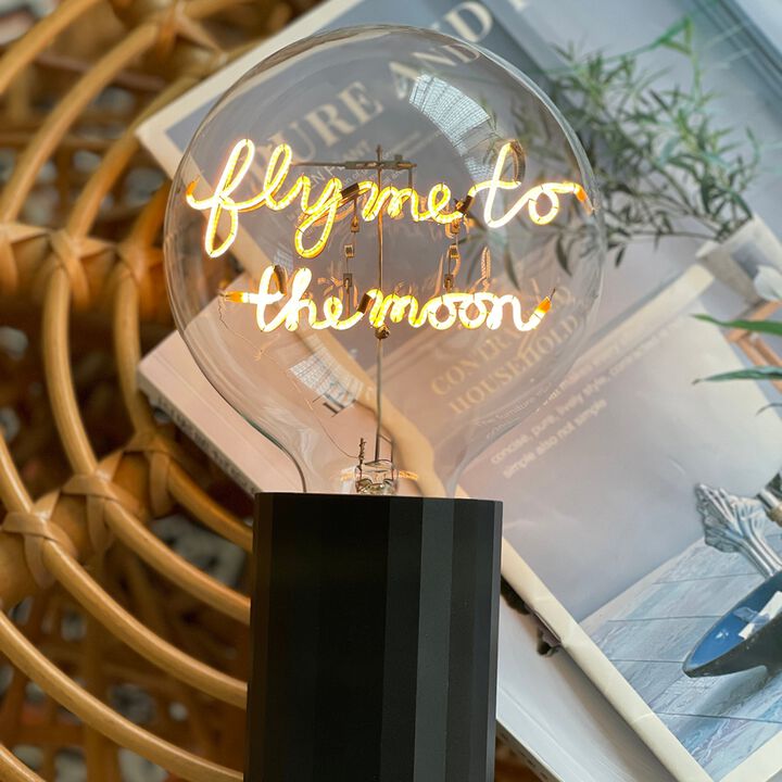 Bulb FLY ME TO THE MOON Amber with Base Table Lamp PORTABLE Pop