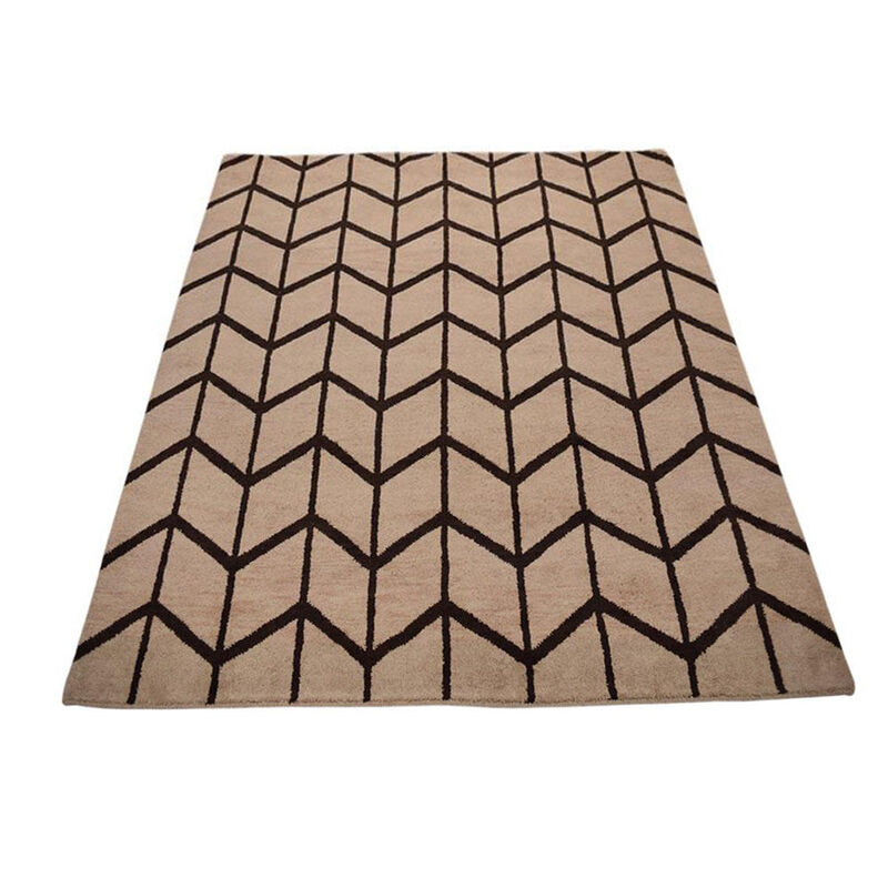 HAND KNOTTED WOOL Geometric AREA RUGS  - Rectangle Shape, Geometric Modern, Medium Pile Handmade Area Rugs for Living Room, Bed Room (N01052) image number 2