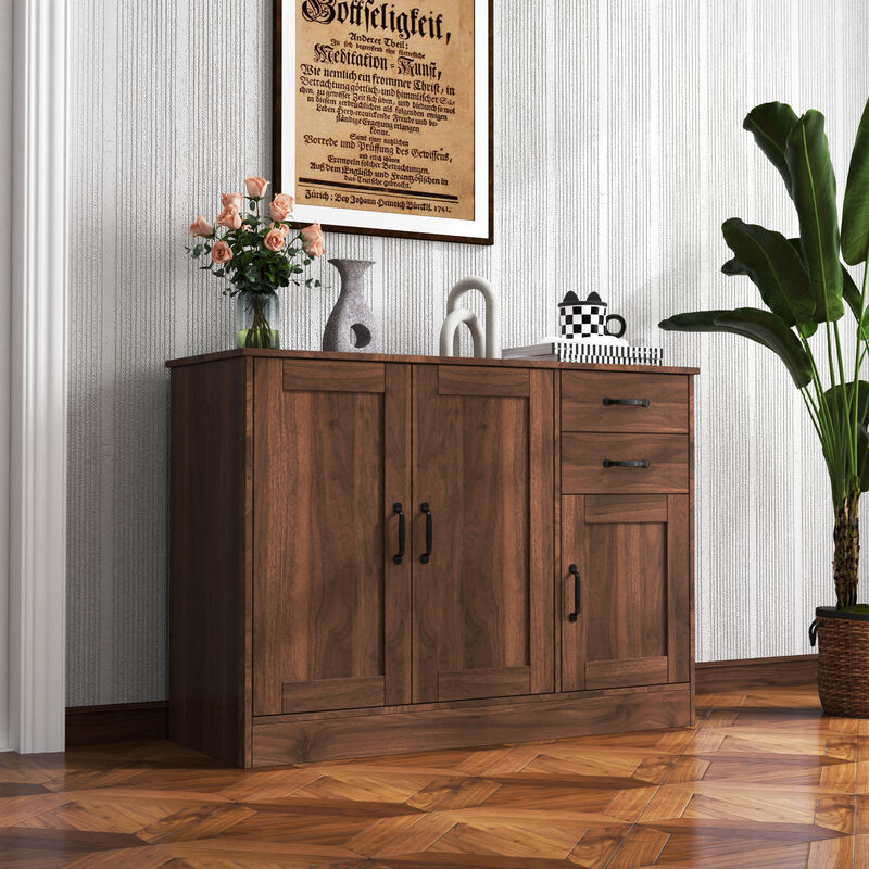 TATEUS 43.3" Modern Wood Sideboard &ndash; 2 Doors, 1 Storage, 2 Drawers, Entryway & Dining Room Storage Cabinet image number 1