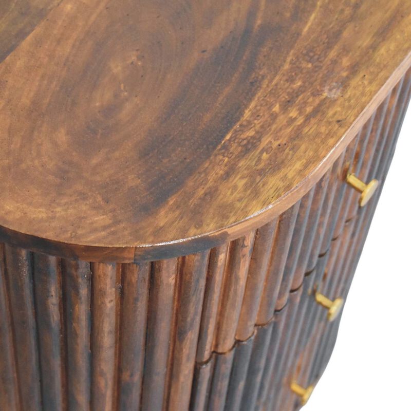 Artisan Furniture Solid Wood Curved Fluted Bedside Chest, Brown image number 5