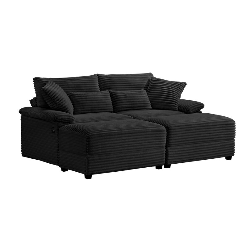 Merax Double Chaise Lounge Set with Reversible Storage Ottoman