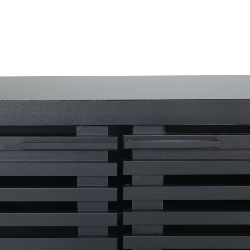 114" Modern Modular Black TV Stand, Entertainment Center with Storage Cabinet and Shelf for TV up to 98"