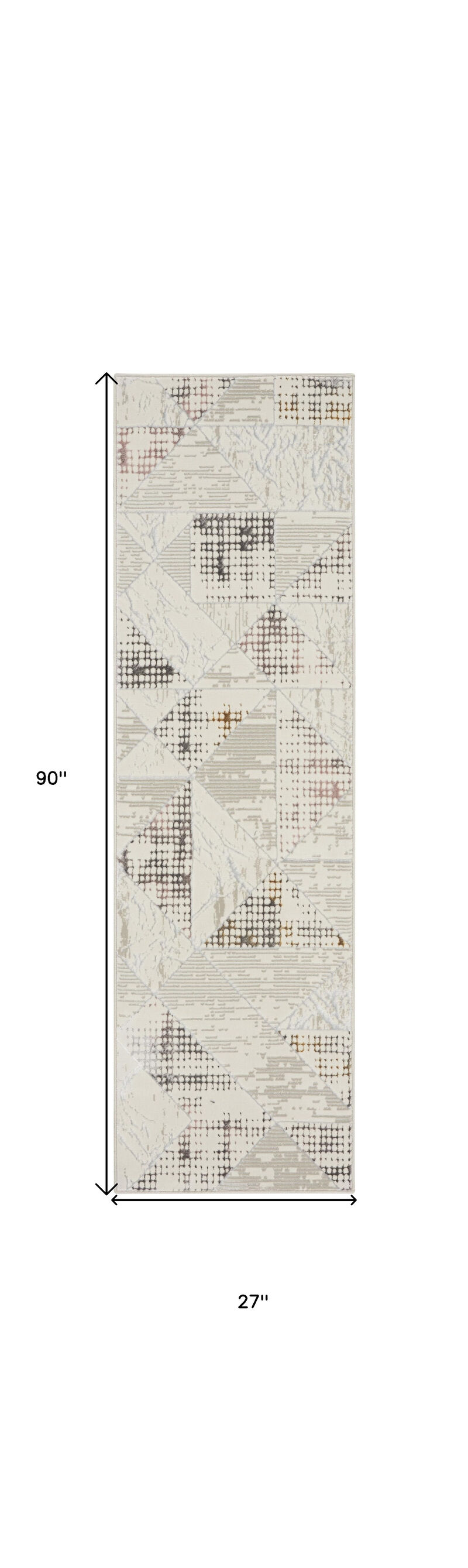 HomeRoots Geometric Non Skid Runner Rug image number 2