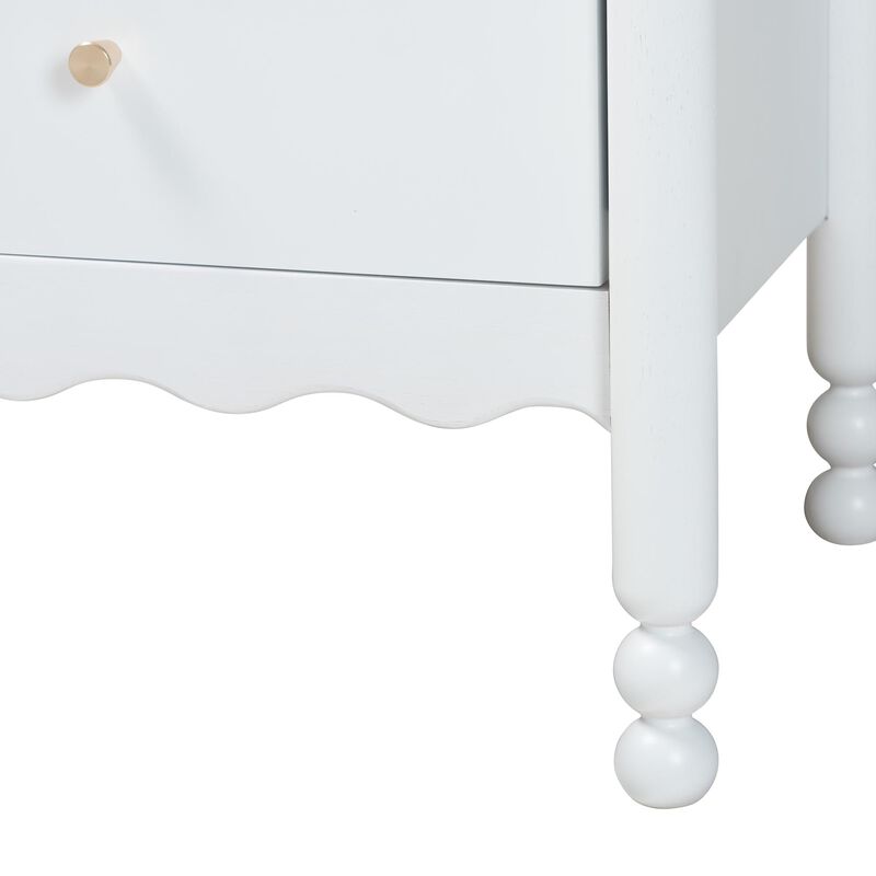 Baxton Studio Hoffman Nightstand - 2-Drawer Bedside Table with Scalloped Apron and Turned Legs for Bedroom, Walnut Brown image number 5