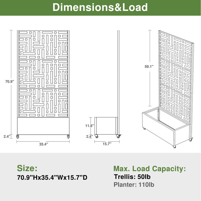 71*35.5 Metal Planter Box with Trellis image number 7