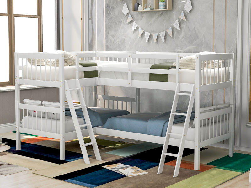 Whisen Twin over Twin L-Shaped Bunk Bed with Ladder