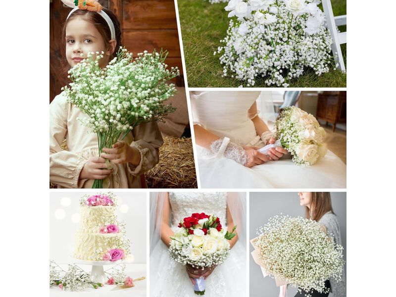 White Artificial Flowers Garden Porch Decor Baby's Breath image number 1