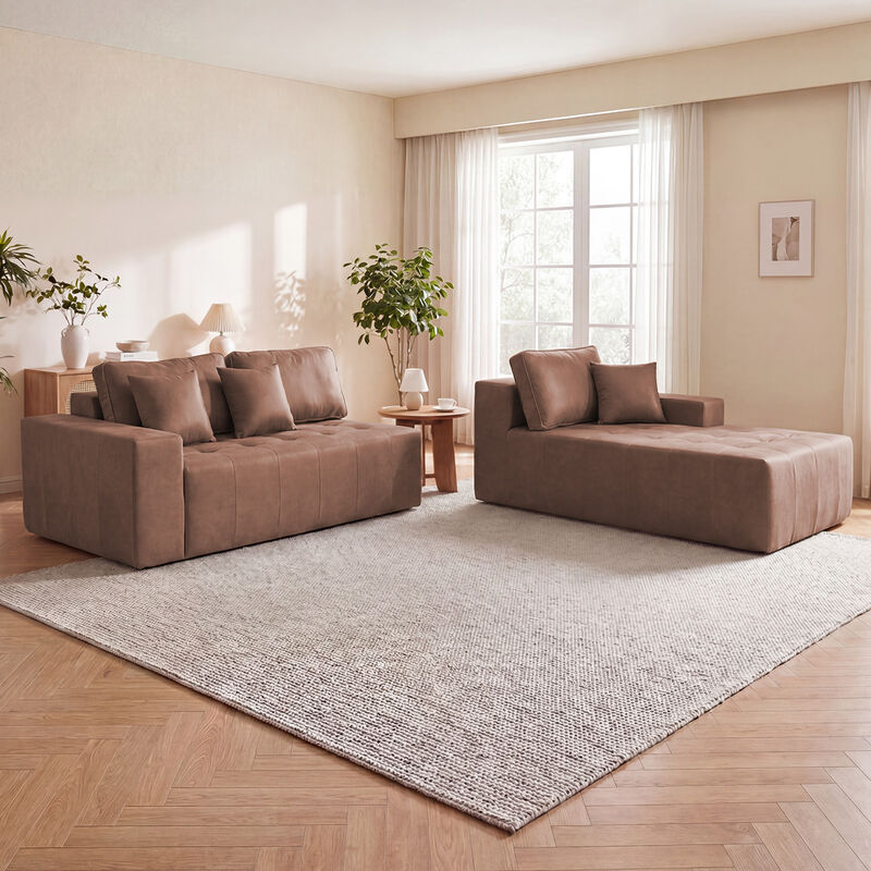Kipur Faux Leather L-Shaped Sectional Couch image number 3