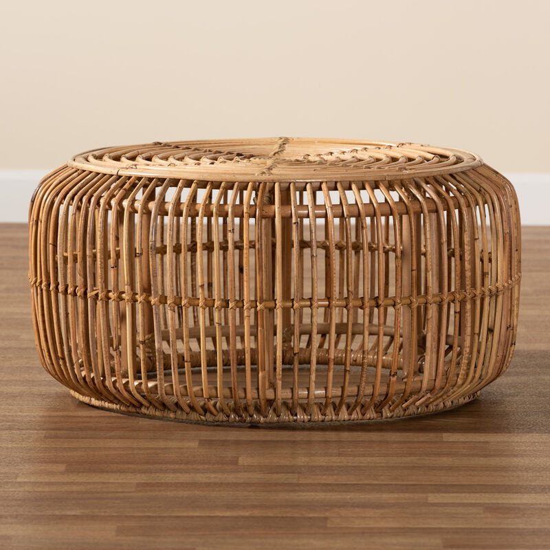 Baxton Studio Aliane Modern Bohemian Natural Brown Antique Rattan Coffee Table