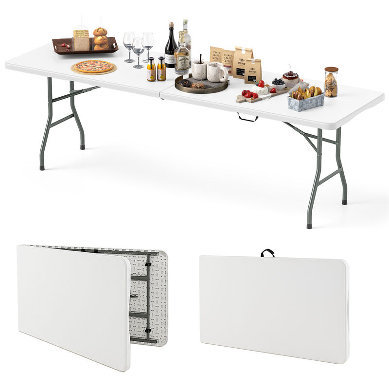 Portable Folding Table 350 LBS Fold-in-Half Table with HDPE Tabletop