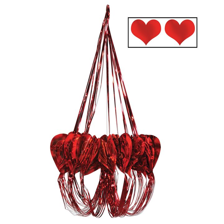 Pack of 6 Red Sweetest Day and Valentine's Heart Chandelier Hanging Decorations 35"