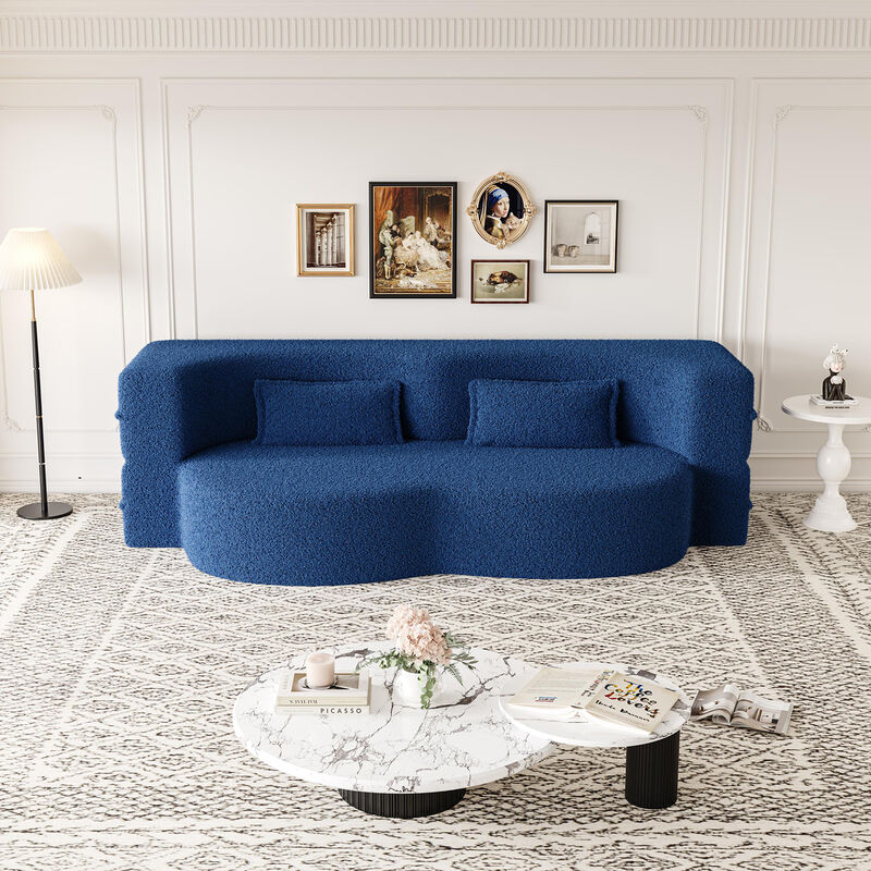 Merax Modern Floor Sofa with 2 Pillows