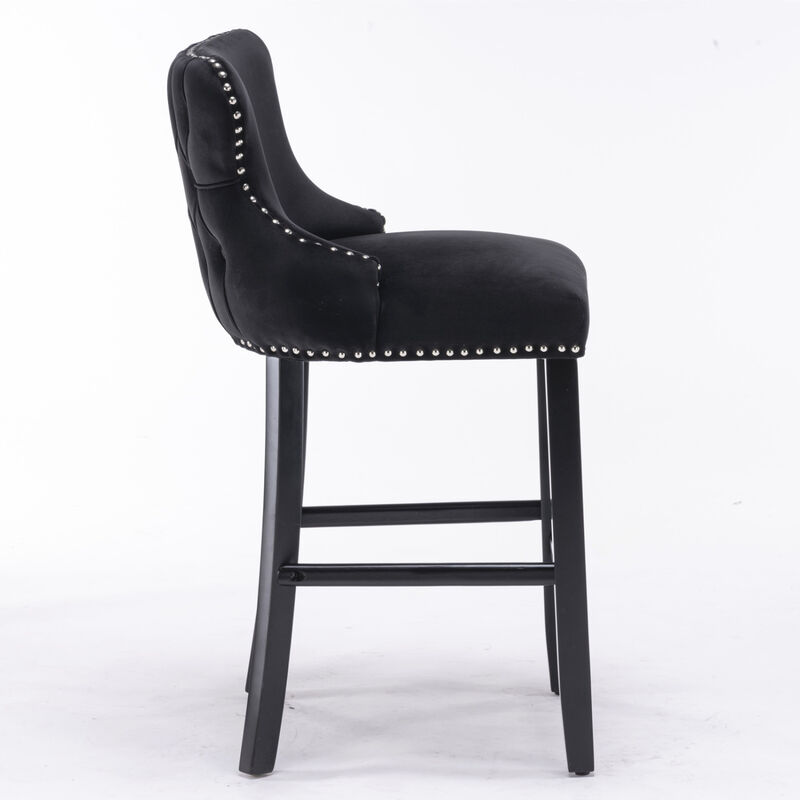 Streamdale Modern Velvet Wingback Bar Stools, Set of 2 image number 3