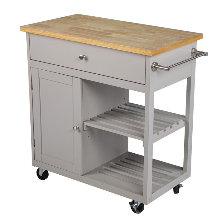 Space-Saving Rolling Kitchen Island with Shelves and Drawers