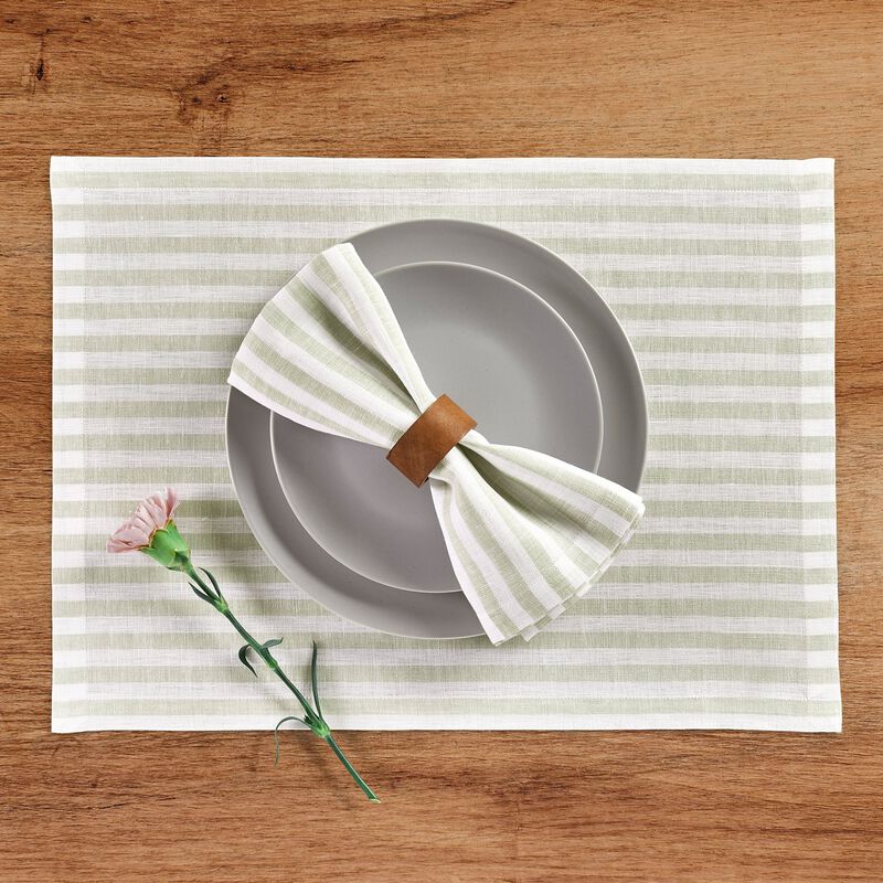 Solino Home Amalfi Stripe 100% Linen Dinner Napkins &ndash; Set of 4, 20 x 20 in, Machine Washable, Holiday and Everyday Dining