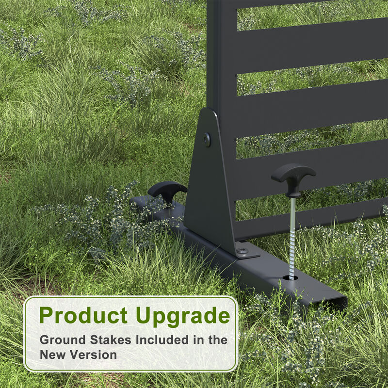 Arched Metal Outdoor Privacy Screen, Freestanding Outdoor Divider Decorative Privacy Fence