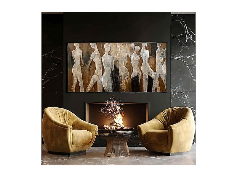 White Brown Wall Art Graffiti Decor Abstract 24 X 48 Inch Bedroom Dining Room image number 2