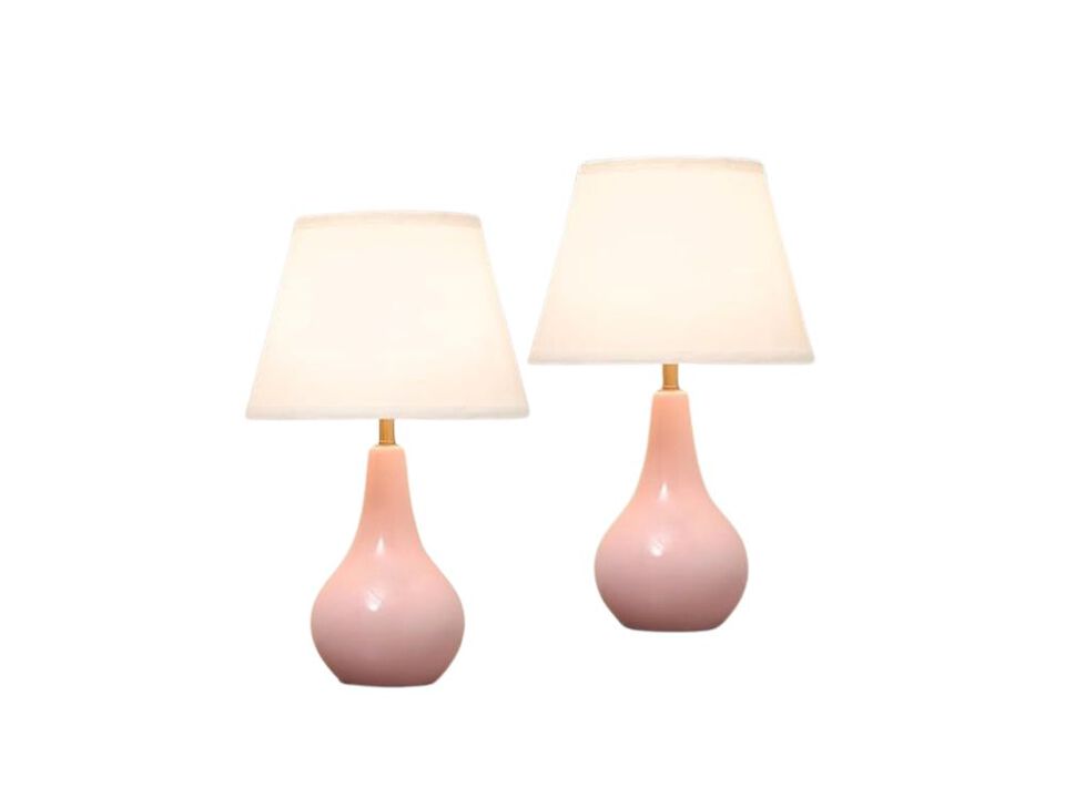 Ceramic Table Lamps Set Of 2 For Bedroom Nightstand Pink