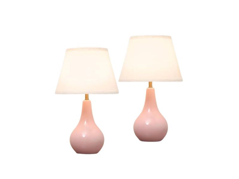 Ceramic Table Lamps Set Of 2 For Bedroom Nightstand Pink image number 0