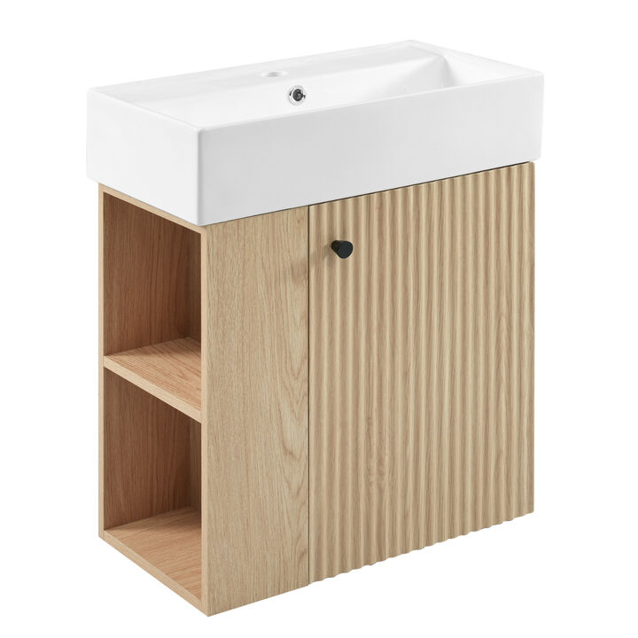ELEMENT ACE Compact Floating Bathroom Vanity with Ceramic Basin - Space Saving Modern Design