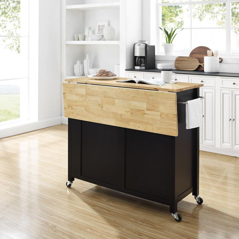 Savannah Wood Top Drop Leaf Kitchen Island/Cart