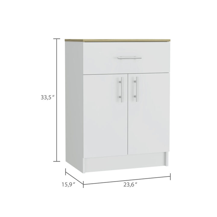 Wilmington 1-Drawer Rectangle Pantry Cabinet White and Light Oak