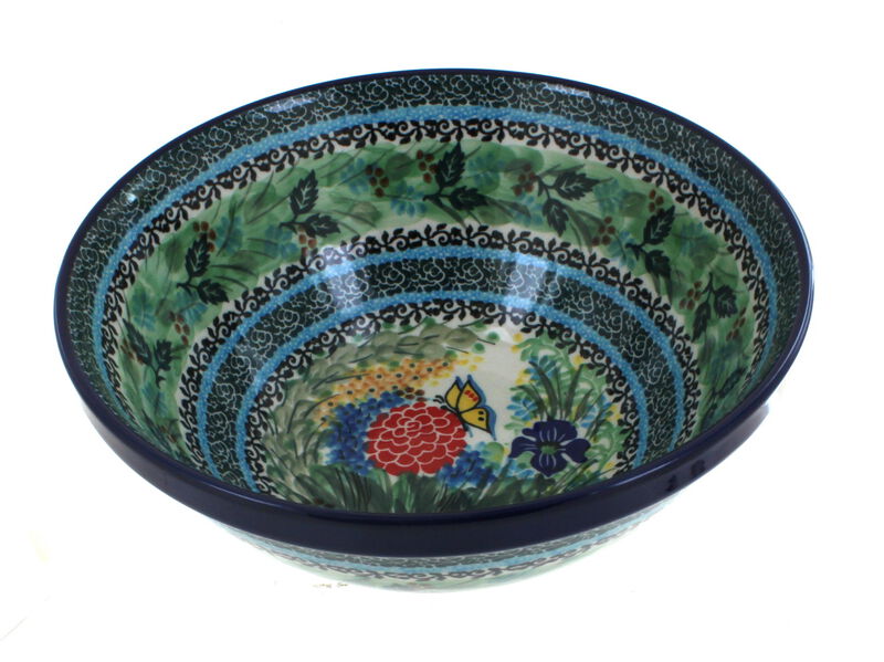 Blue Rose Polish Pottery Alyce Medium Serving Bowl