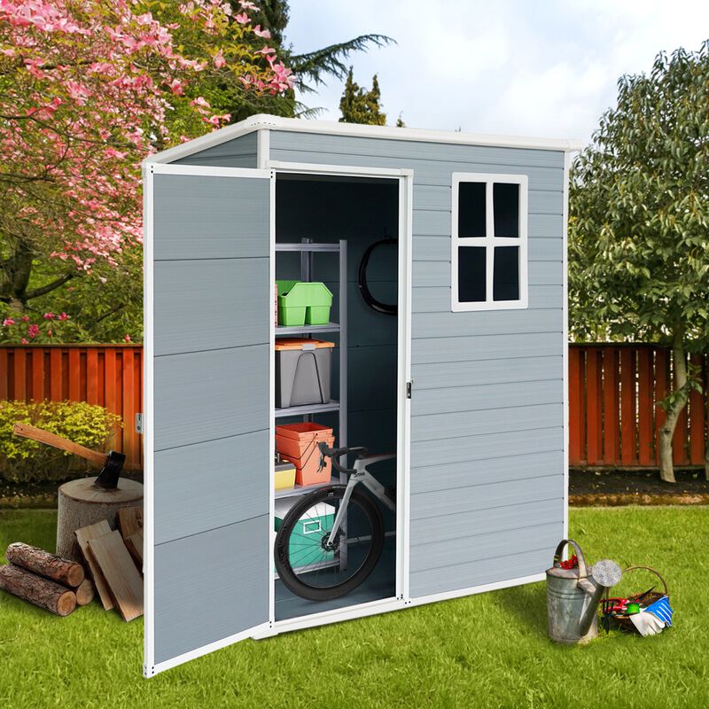 5ft x 3ft Resin Outdoor Storage Shed with Floor and Lockable Door for Backyard image number 8